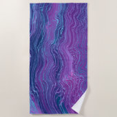 Serviette De Plage Violet Violet Bleu Marbré Acrylique Abstraction (Devant)