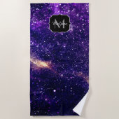 Serviette De Plage Violet violet galaxie abstraite Monogramme personn (Devant)