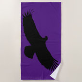 Serviette de plage violette avec aigle volant Choi (Devant)
