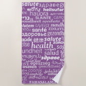 Serviette de plage violette avec texte santé ou Ch (Devant)
