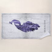 Serviette de plage violette Elegant Peacock (Devant)
