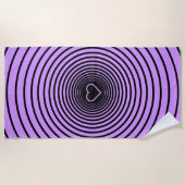 Serviette de plage violette rayée noire (Devant)