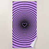 Serviette de plage violette rayée noire (Devant)