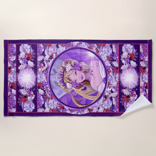Serviette de plage violette Sun Fairy (Devant)