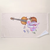 Serviette De Plage Violon, Chaussures de Ballet, Fleurs et Papillons (Devant)
