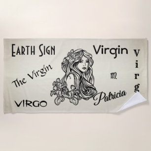 Serviette De Plage Virgo La Vierge Zodiac Personal Gold