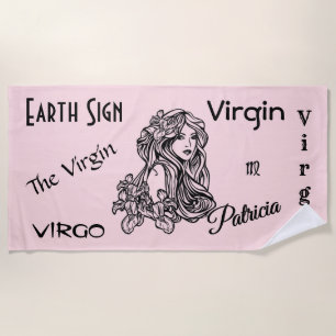 Serviette De Plage Virgo La Vierge Zodiac rose