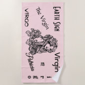 Serviette De Plage Virgo La Vierge Zodiac rose (Devant)