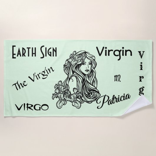 Serviette De Plage Virgo La Vierge Zodiac Vert (Devant)