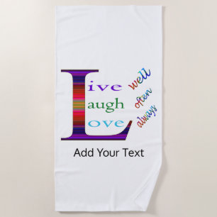 Serviette De Plage Vis bien, Rires souvent, Amour toujours par STaylo