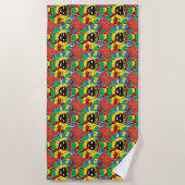 Serviette De Plage Visage Abstrait avec coiffure en Motif circulaire (Devant)