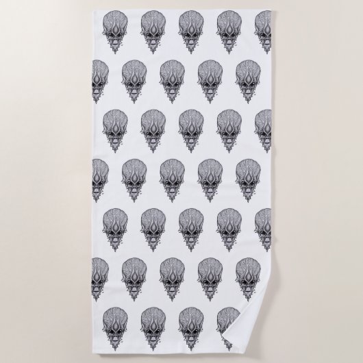 Serviette De Plage Visage Alien, Reconstruction faciale du crâne afri (Devant)