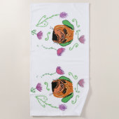 Serviette De Plage Visage de carlin, Chien Art (Devant)