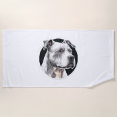 Serviette De Plage Visage de chien Pitbull (Devant)