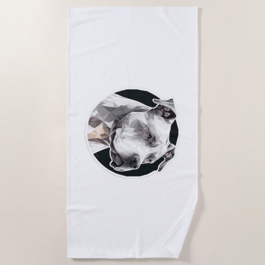 Serviette De Plage Visage de chien Pitbull (Devant)