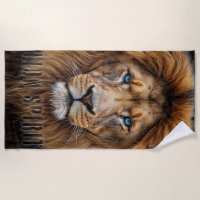 Visage de lion majestueux aux yeux bleus | Faune A