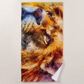 Serviette De Plage Visage de lion placide (Devant)