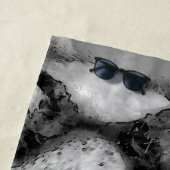 Serviette De Plage Visage de lion placide argenté (En situation)