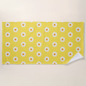 Serviette De Plage Visage de smiley de fleur de marguerite (Devant)