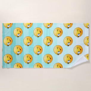 Serviette De Plage Visage mignon clignant d'œil Émoji