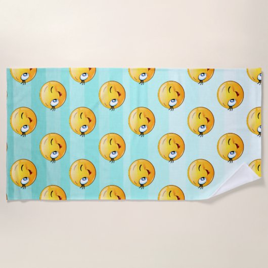 Serviette De Plage Visage mignon clignant d'œil Émoji (Devant)