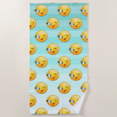 Serviette De Plage Visage mignon clignant d'œil Émoji (Devant)