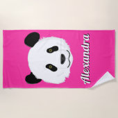 Serviette De Plage Visage personnalisé de l'ours souriant Panda (Devant)