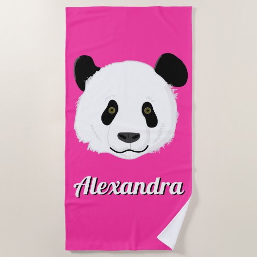 Serviette De Plage Visage personnalisé de l'ours souriant Panda (Devant)