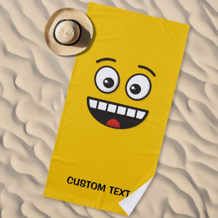 Serviette De Plage Visage Souriant Avec Bouche Ouverte