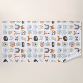 Serviette De Plage Visages conviviaux | Portraits d'animaux mignons (Devant)