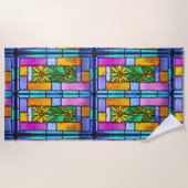 Serviette De Plage Vitrail Jaune marguerite (Devant)