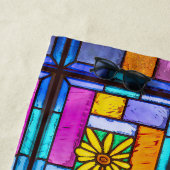 Serviette De Plage Vitrail Jaune marguerite (En situation)