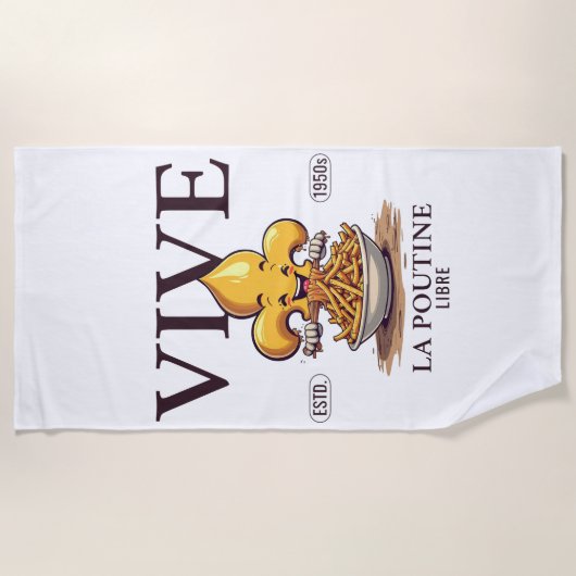 Serviette De Plage Vive la poutine libre (Devant)