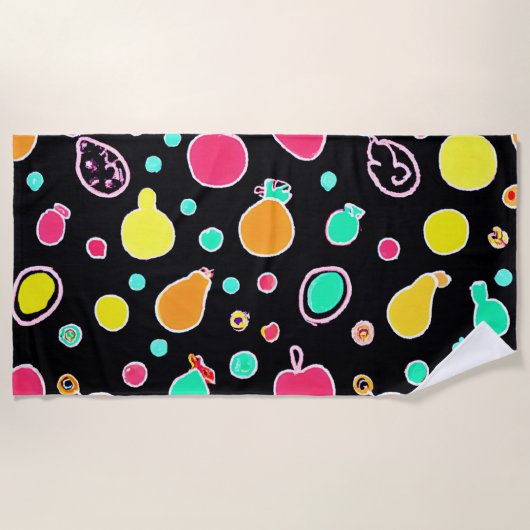 Serviette De Plage Vivid Neon Motif fruité (Devant)