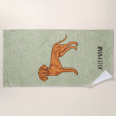 Serviette De Plage Vizsla Hongrois mignon Pointeur Chien Avec Le Nom (Devant)
