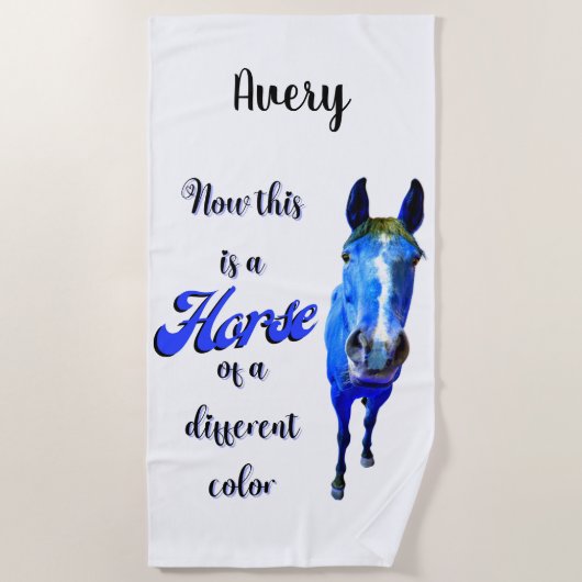 Serviette De Plage Voici un cheval d'une couleur différente en bleu (Devant)