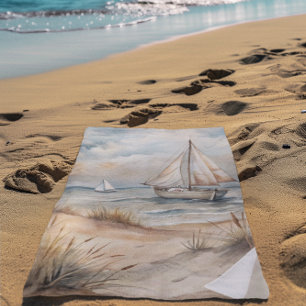 Serviette De Plage Voile paisible Watercolor Côte