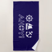 Serviette De Plage Voilier Ancre Ahoy! BLANCHE (Devant)