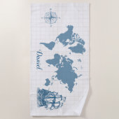 Serviette De Plage Voilier antique avec nom (Devant)