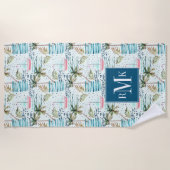 Serviette De Plage Voilier d'aquarelle avec le motif de palmier (Devant)