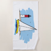 Serviette De Plage Voilier et phare de Bande-Style (Devant)