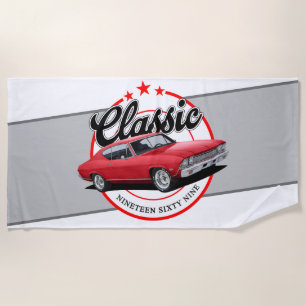 Serviette De Plage Voiture à moto classique 1969