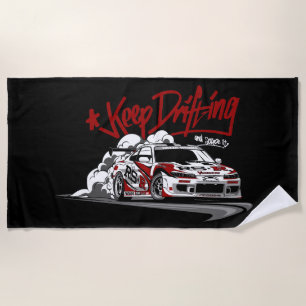 SERVIETTE DE PLAGE VOITURE DE COURSE CONTINUEZ À DRIFFER ET À LE SCRA