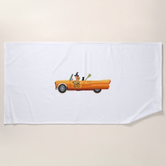Serviette De Plage voiture halloween (Devant)