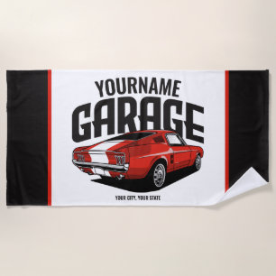 Serviette De Plage Voiture Muscle Personnalisée 1967 Garage Fastback