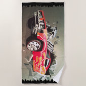 Serviette De Plage Voiture S'Écrasant À Travers Le Mur (Devant)