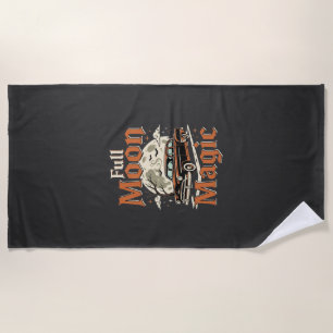 Serviette De Plage Voiture Vintage Magie Pleine Lune Halloween