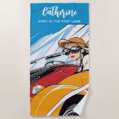 Serviette De Plage Voiture Vintage Rapide Pour Fille (Devant)