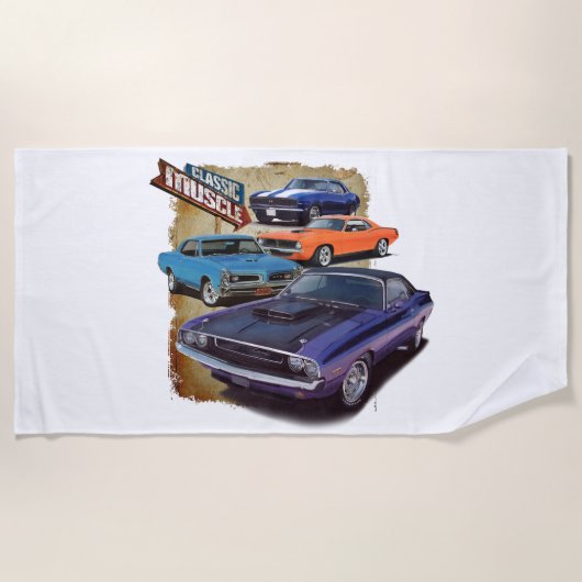 Serviette De Plage Voitures classiques de muscle (Devant)