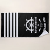 Serviette De Plage Voitures d'Ancres nautiques Pagaies Nom du capitai (Devant)